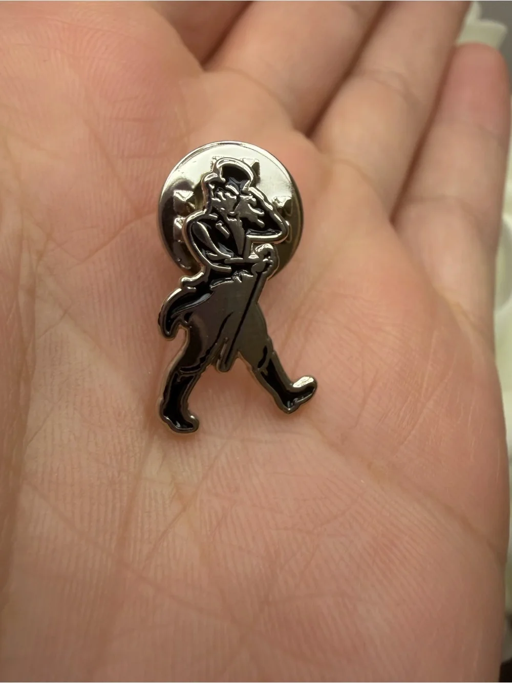 Black Enamel Gentleman Walking Lapel Pin - Classic Men Accessories